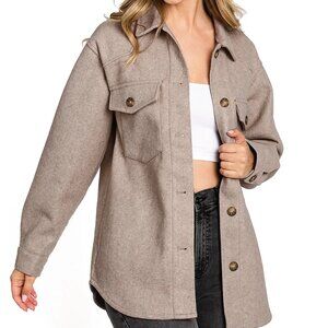 Love Tree Women's Classic Button Down Coat Shacket (M)